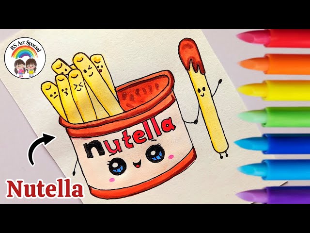 How to draw Nutella🤎💛 Dip Cute and Easy | Nutella Painting 🎨