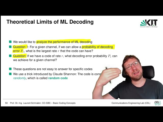 Lecture "Channel Coding: Graph-based Codes", Chapter 2, Vid. 5, "Theoretical Performance Limits"