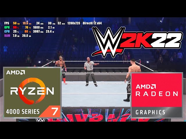 WWE 2K22 - AMD Ryzen 7 4700U - Radeon Vega 7 (Integrated Graphics) - Test Gameplay