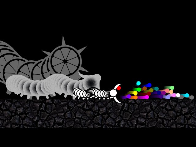 Escape from the Worm - Food Chain - Marble Race in Algodoo