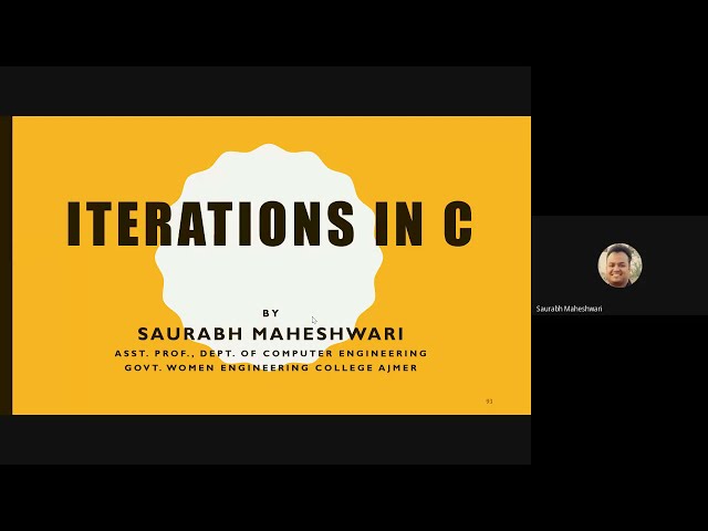 Video Lecture 15: Iterations / Loops in C part 1