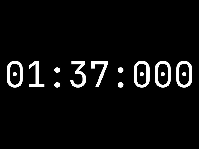 Countdown timer 1 minute, 37 seconds [01:37:000] - White on black with milliseconds