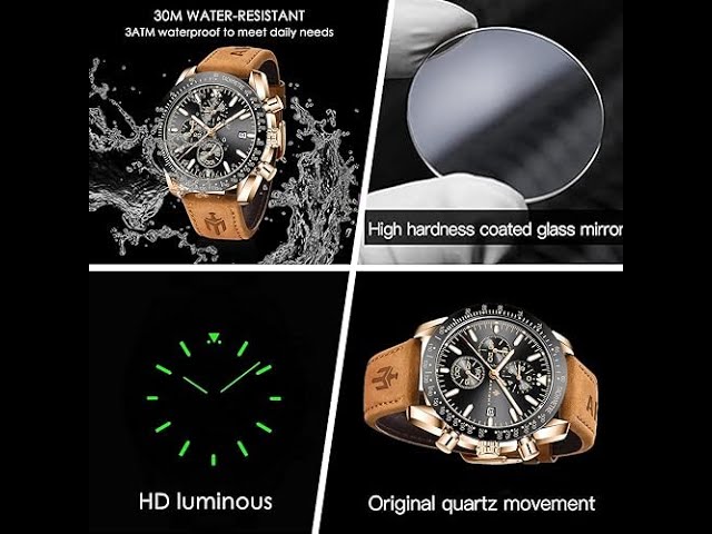 Stylish wrist watch for men, genuine silicone strap watches, waterproof and scratch resistant