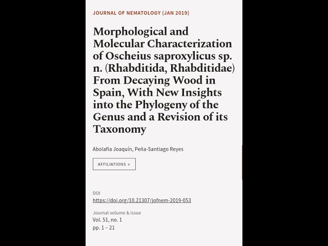 Morphological and Molecular Characterization of Oscheius saproxylicus sp. n. (Rhabdit... | RTCL.TV