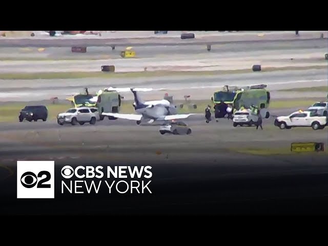 Substantial delays at Newark Airport after small plane goes off runway