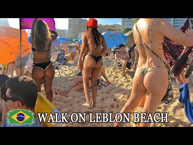 4К 😲 5000 BRAZILIAN WOMEN 😍. Walk on Sunny Leblon beach, Brazil 2024