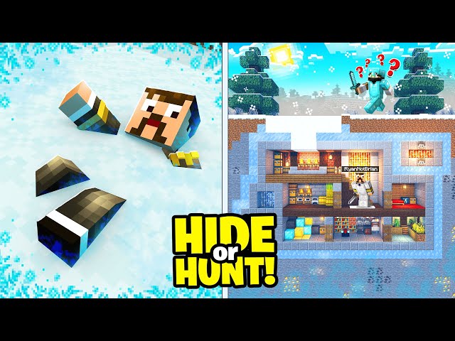 I made a Secret Powdered Snow Base in Minecraft Hide or Hunt!