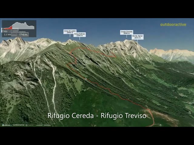 Rifugio Cereda - Rifugio Treviso ∆ hiking trails ∆ 3d-trail.com/italy/