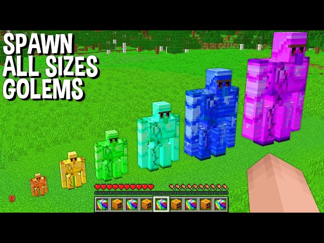 What if spawn ALL SIZES GOLEM in Minecraft ! SMALLEST or BIGGEST or GIANT GOLEMS !