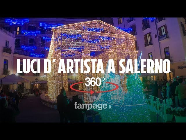 VIDEO 360° | Luci d'artista a Salerno, il viaggio tra i vicoli illuminati per il Natale