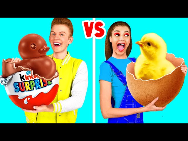 Gummibärchen Ei vs Schokoladenei vs Echtes Ei Challenge | Epische Essensschlacht von FUN FOOD