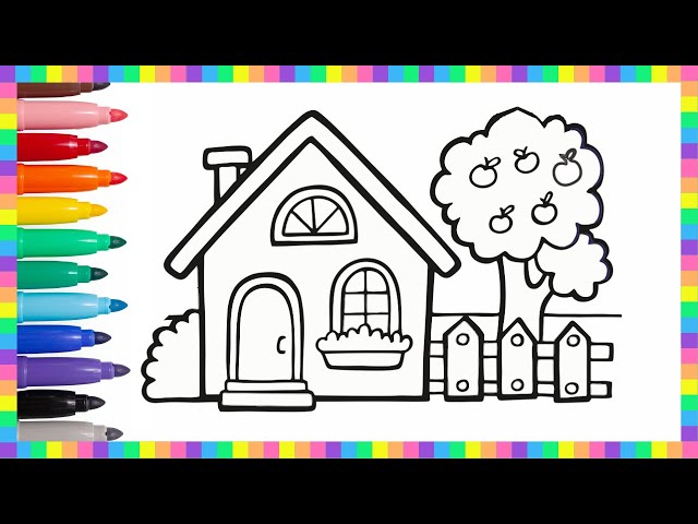 Children's house drawing, Painting and coloring for babies and toddlers | Easy drawing for kids