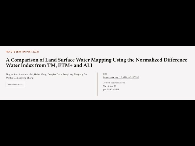 A Comparison of Land Surface Water Mapping Using the Normalized Difference Water Inde... | RTCL.TV