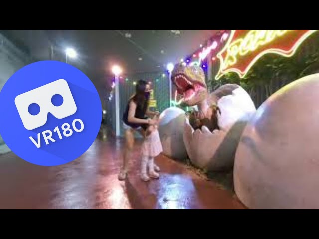 [VR180 VR 3D] Changi Jurassic Mile Baby T-Rex vs Toddler Riley Singapore | Virtual Reality Oculus