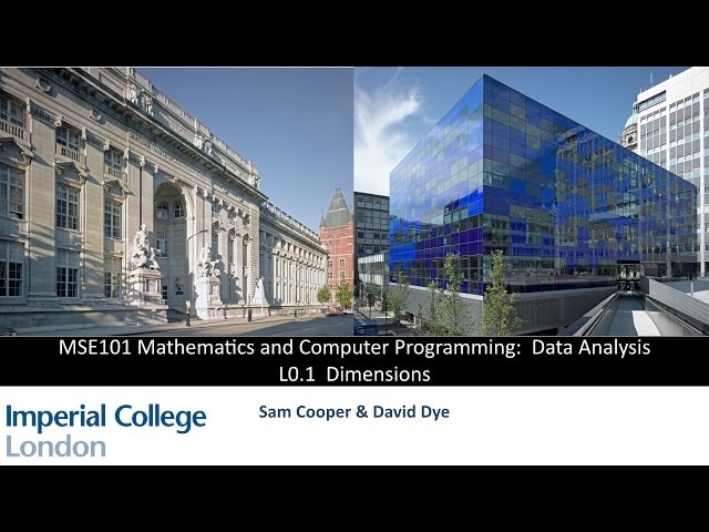 MSE101 Mathematics - Lecture 1 Part 1 - Dimensional Analysis