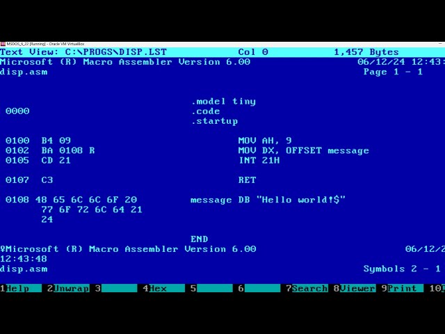 Display a String in MSDOS using Assembly Language
