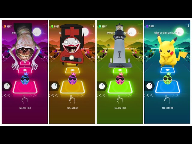 Bridge Worm 🆚 Choo Choo Charles 🆚 Lighting House Head 🆚 Pikachu Tiles Hop EDM Rush 🎶 Who is Best?