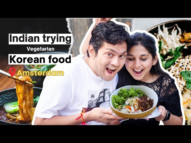 Desi couple trying korean food for the first time | Vegetarian Korean food | Food Travel Hindi Vlog