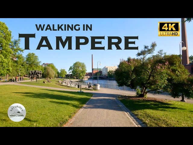 Walking in Tampere: Sunny City Tour in Finland | June 2023 | Binaural Audio | 4K