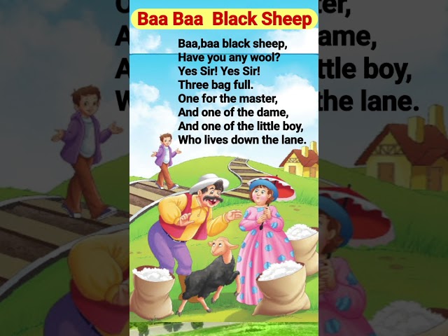 Baa Baa Black Sheep nursery rhymes#kidslearning #viral #kidsvideo #trending #shorts