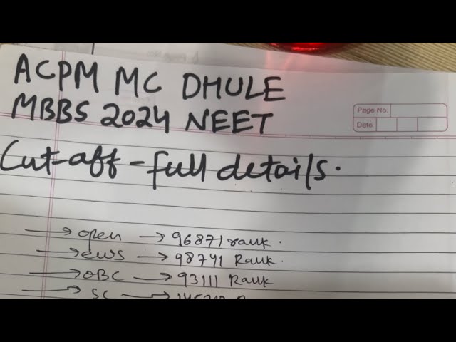 ACPM Dhule 😍MBBS 2024 cut off full details category fees rank mbbs 😇#neet #mbbs
