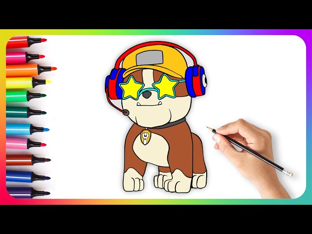 Have Fun Drawing and Coloring Rubble Paw Patrol 🚀 Coloring Paw Patrol Rubble