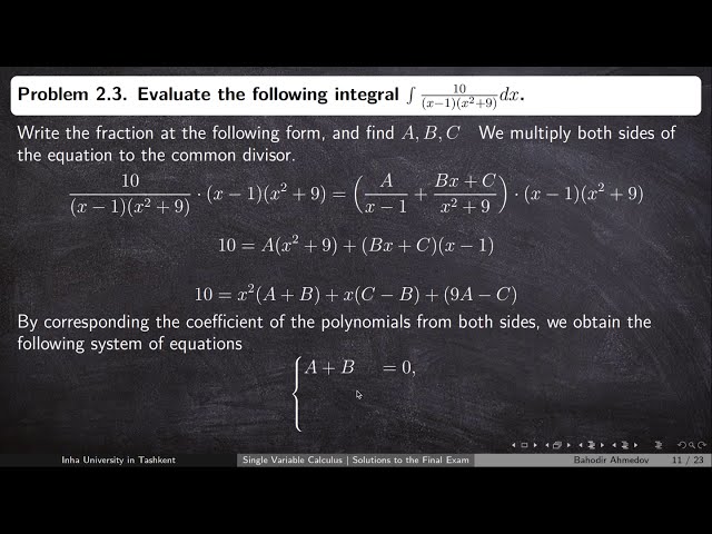 Calculus 1 | Solutions to the Final Exam | Spring 2018