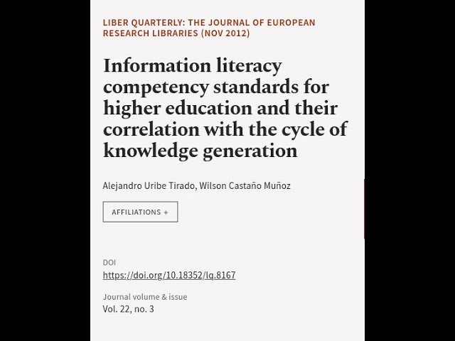 Information literacy competency standards for higher education and their correlation ... | RTCL.TV