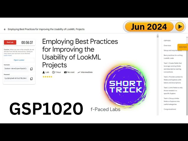 [2024] Employing Best Practices for Improving the Usability of LookML Projects | #GSP1020 #qwiklabs