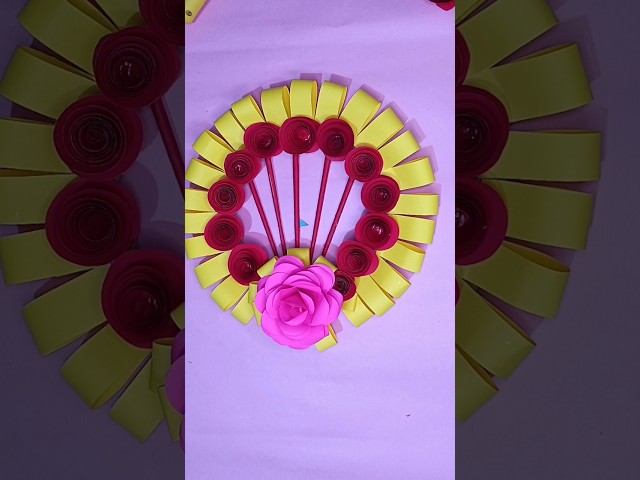 Beautiful paper flower wall hanging craft for wall hanging craft#bhojpuri #diy#youtube#viral#shorts