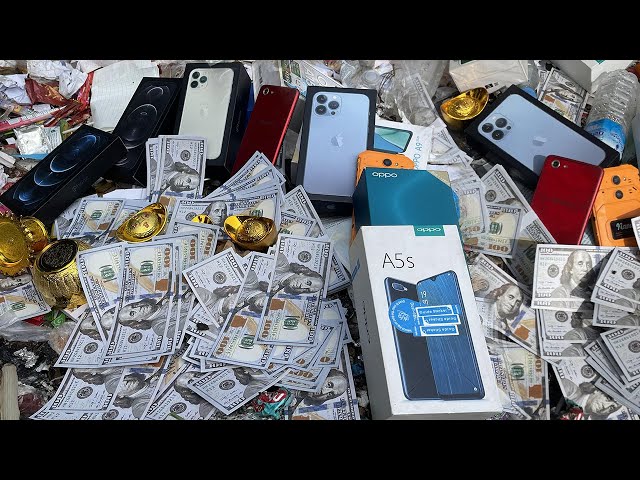 Poor boy gets lucky from rubbish | Pick up a lot of money and phones | Repair broken OPPO phone