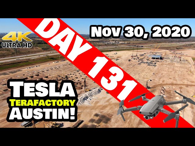 Tesla Gigafactory Austin 4K  Day 131 - 11/30/20 - Tesla Terafactory Texas - Columns, Beams & Steel!