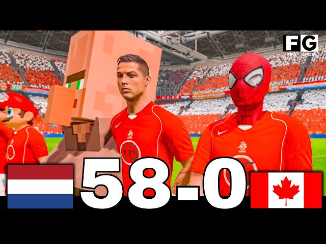 FIFA 24 | SPIDERMAN, RONALDO, MINECRAFT, SUPER MARIO, MESSI AND ALLSTARS | NETHERLAND  52 - 0 CANADA