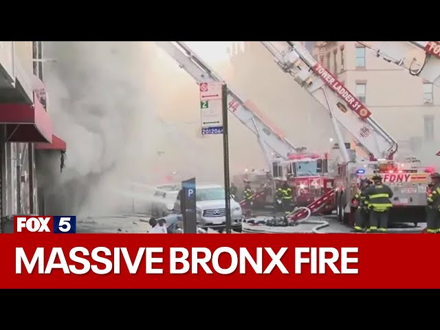 Large Bronx fire engulfs row of stores