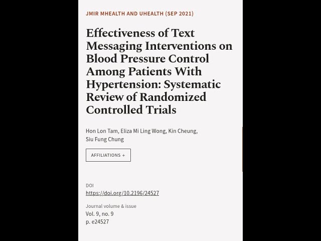 Effectiveness of Text Messaging Interventions on Blood Pressure Control Among Patient... | RTCL.TV