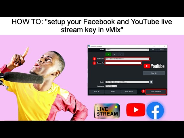 How to: Setup Facebook and YouTube Stream Key in vMix - Facebook live and YouTube live