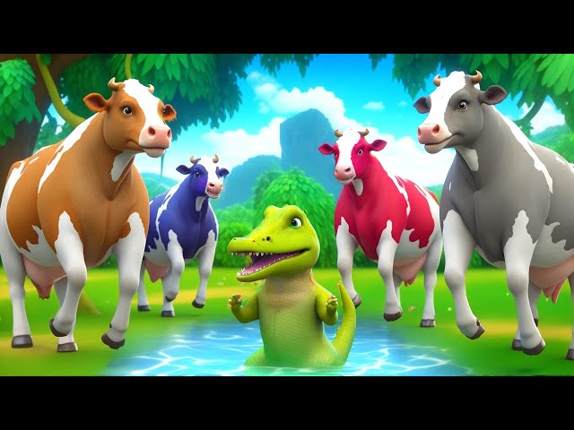 Color Cows Daring Mission to Save Small Cow From Evil Crocodile | Animal Rescue Videos 2024