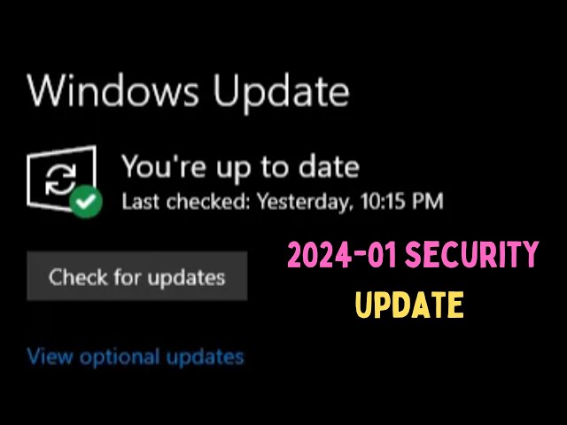 How To Fix 2024 01 Security Update Error On Windows 11