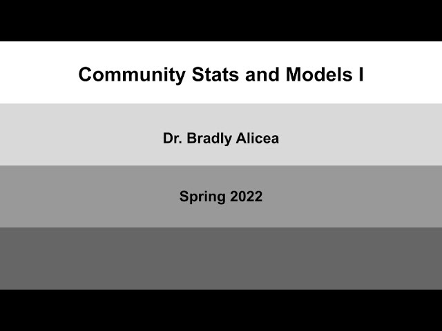 Community Stats and Models I