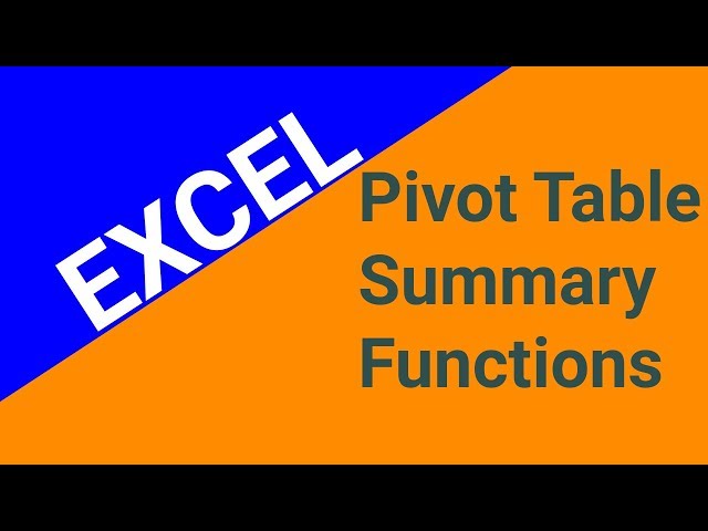 Pivot Table Summarize Value Field