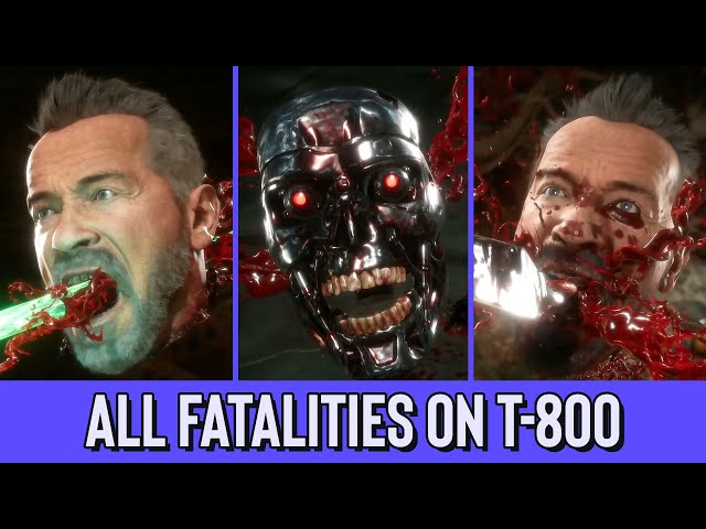 Mortal Kombat 11 All Fatalities On Terminator T-800. Arnold Schwarzenegger in Terminator Dark Fate
