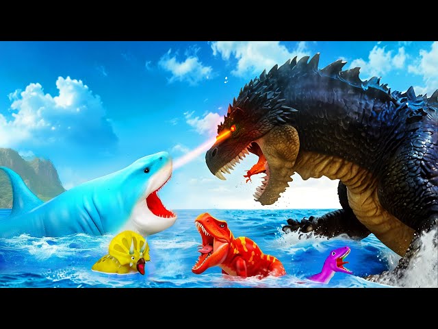 Godzilla vs Big Shark - Clash of Titans | Jurassic World Dinosaurs Rescue Adventure