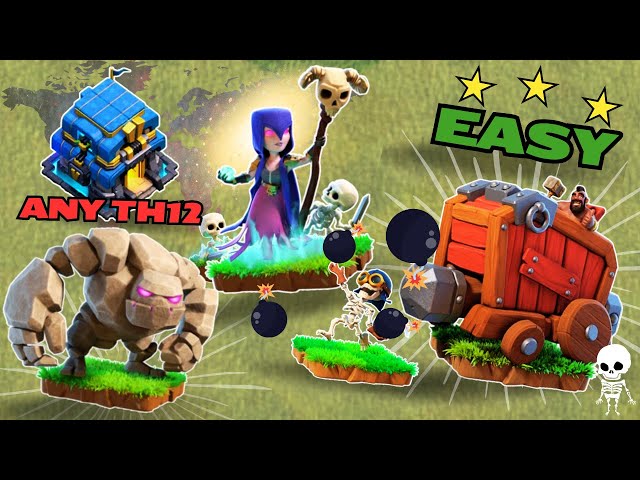BEST TH12 Attack Strategy Without CC 3 STAR Every Base in Clash of Clans🔴Best Golem Witch Bowler