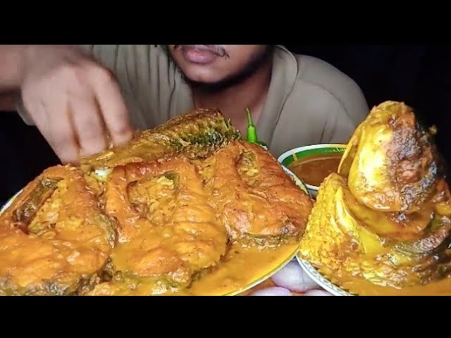 Spicy Rohu Fish Curry | Rice | Onion & Gravy (Eating Show).