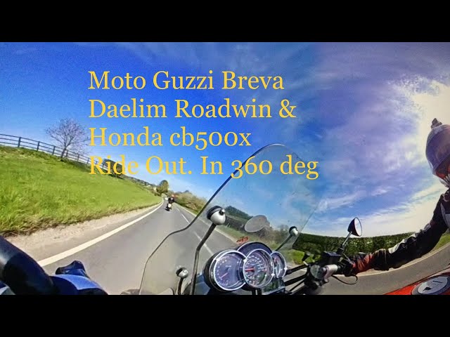 Moto Guzzi Breva , Honda  cb500x and Daelim 125 group  ride out , Kaizer Baas 360 cam