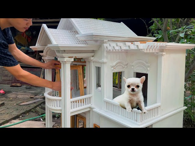 DIY Woodworking : Make a Dog House | Install Door For  Dog Villa : apa Wooden House
