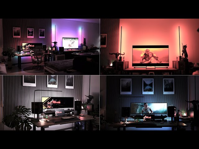 Decorating a unique space using Philips Hue products! Desk set-up, TV theater set-up