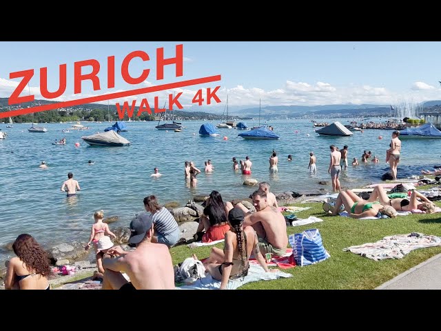 Zurich complete walk on the left side of the lake Zurich on a hot summer day (4K, 60 fps), June 2022