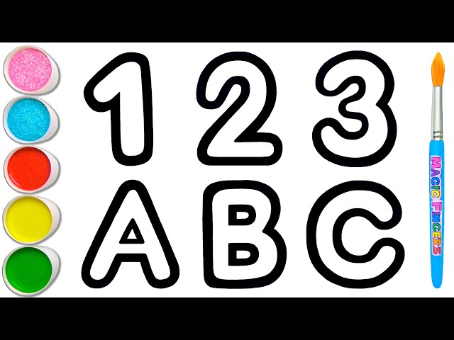123-ABC Drawing, Painting and Coloring for Kids, Toddlers | Learn How to Draw, Paint Basics #123