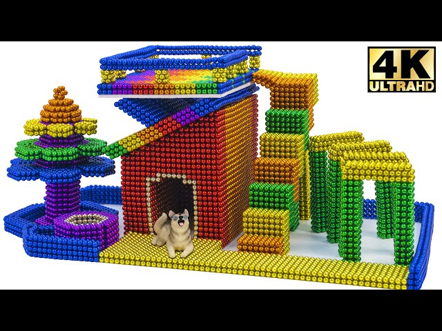 Challenge To Build A Dog House Outdoor Staircase From Magnetic Balls| ASMR Videos